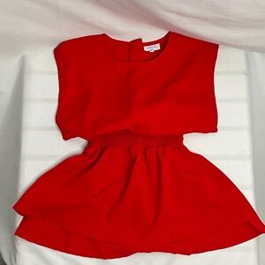 Pleat Sleeveless Red Dress Kids Girls Size 7